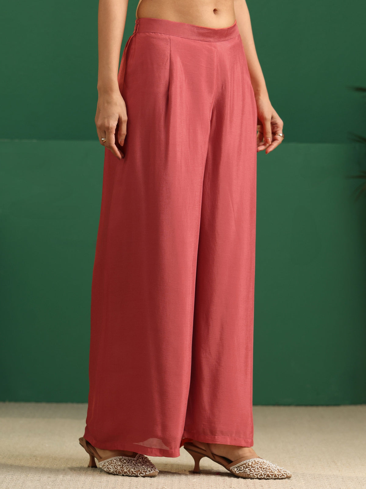 Anouk Art Dusty Rose Pink Embellished Chinon Co-Ord Set