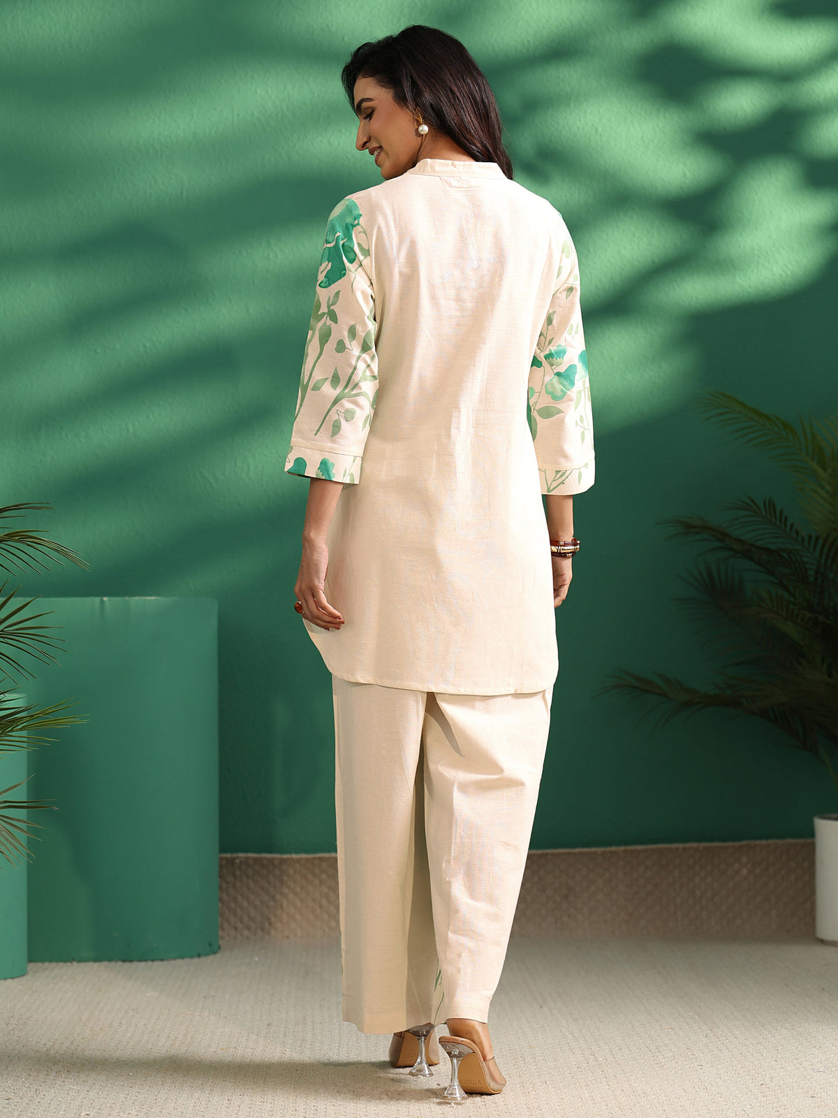 Anouk Off White Tropical Printed Cotton Co-Ord Set