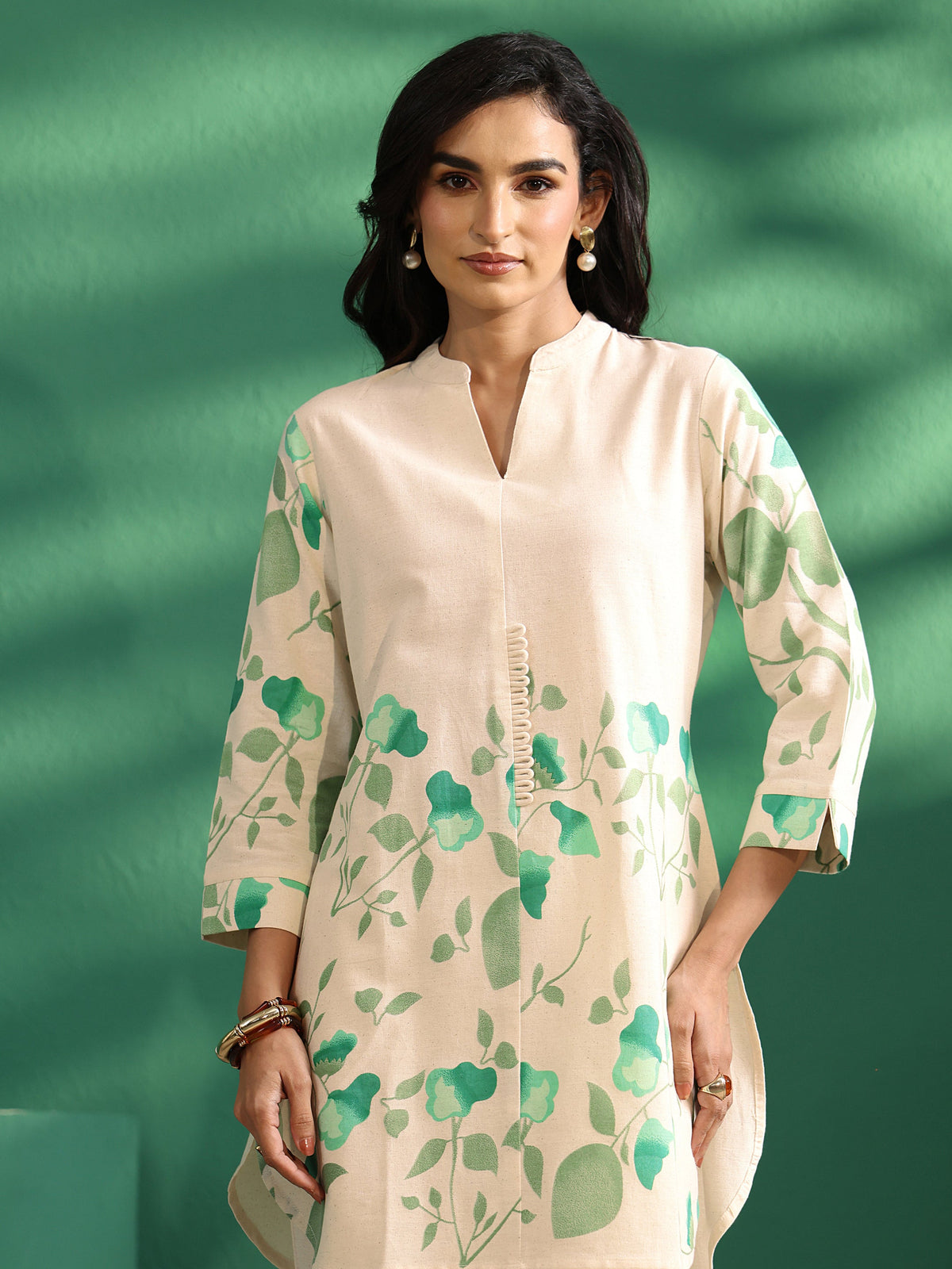 Anouk Off White Tropical Printed Cotton Co-Ord Set