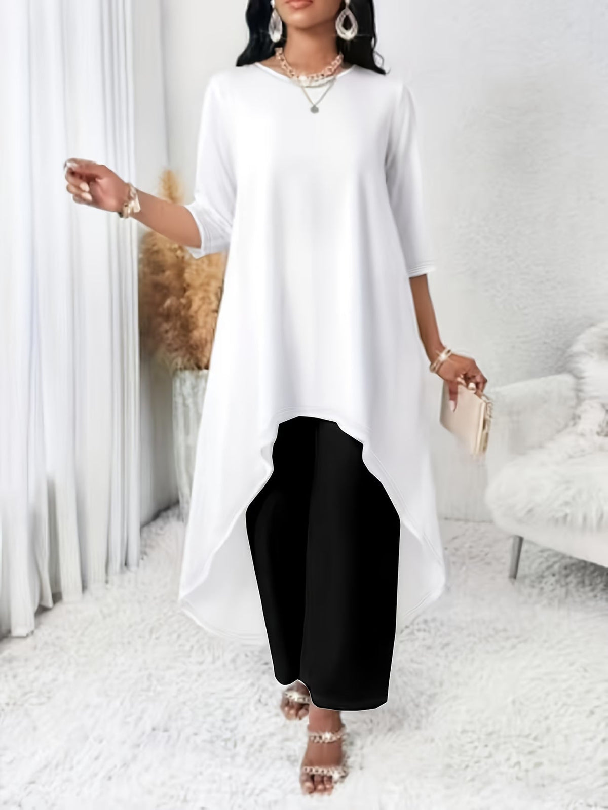 Multi-Color Irregular Hem Dress-Top for Women