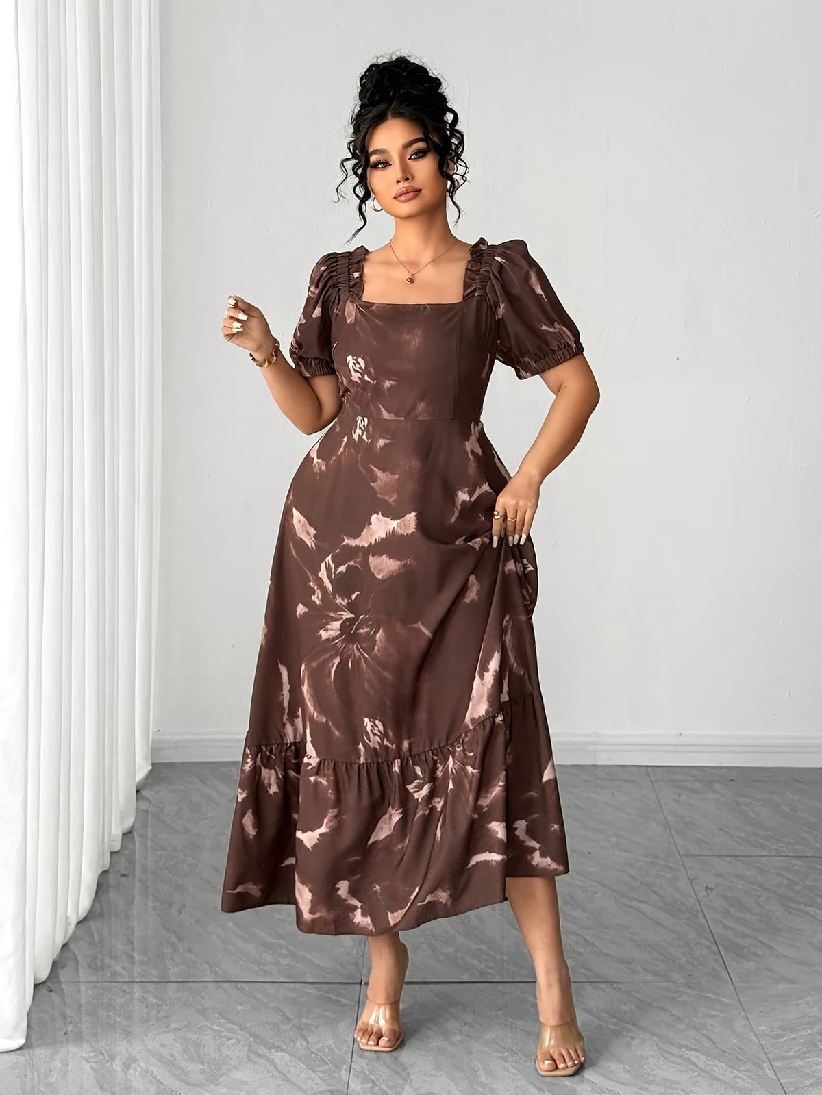 Graceful Summer Printed A-Line Maxi Dress