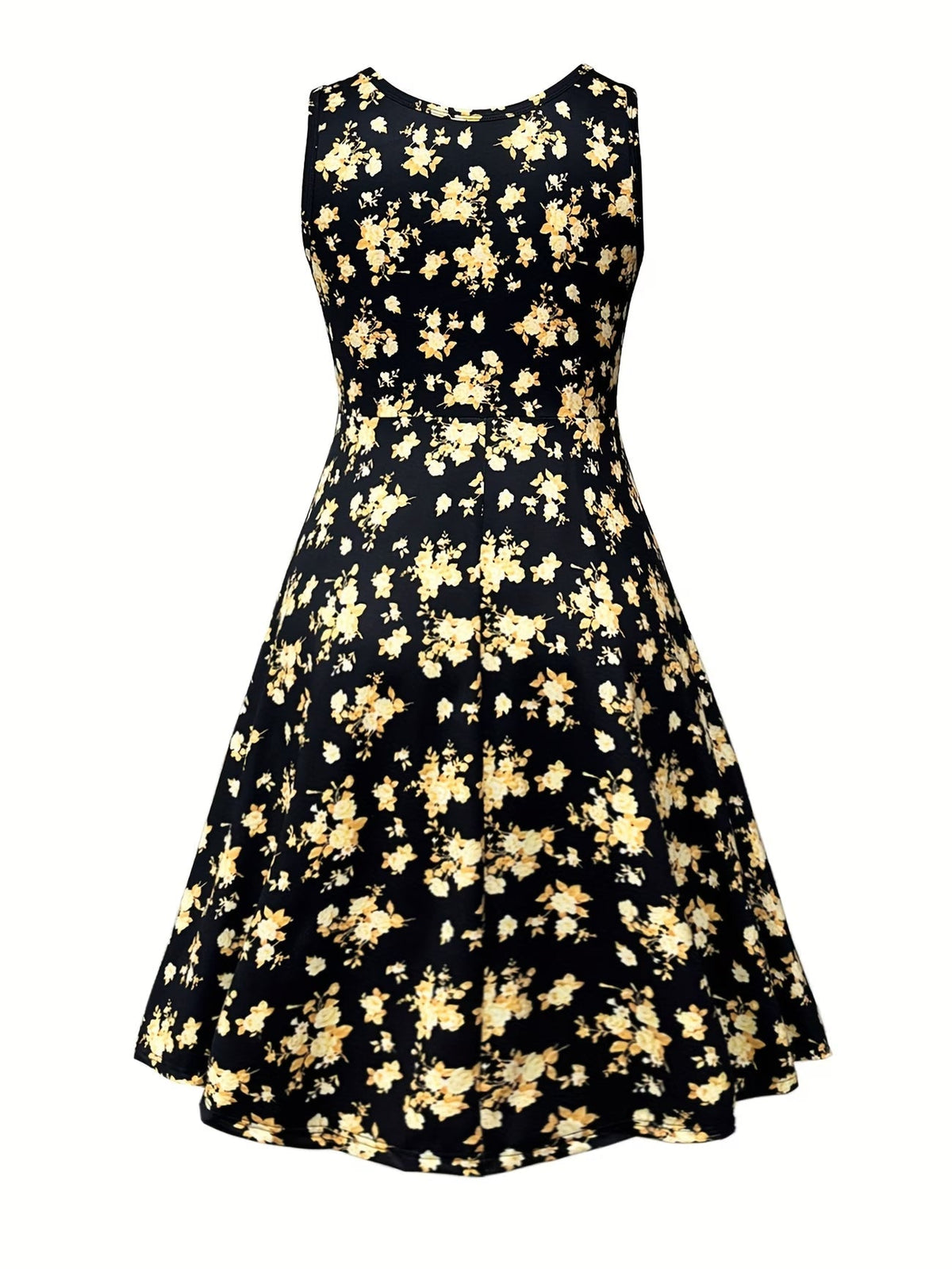 Plus Size Women Elegant Lace Coat & Printed Vest Dress 2-Piece Outfit Set