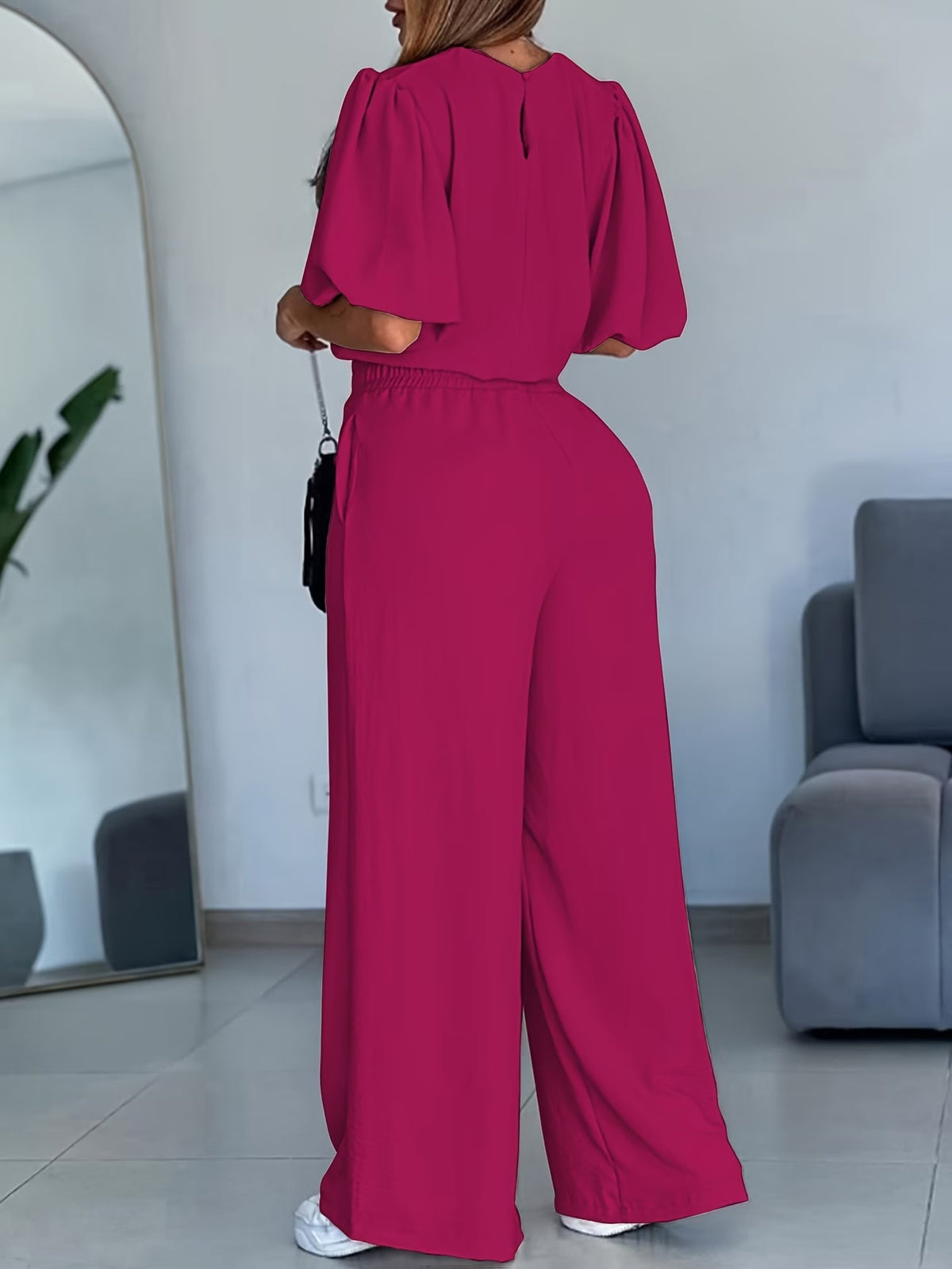 Women’s Retro Lantern Sleeve Floral Co-Ord Set Summer Outfit