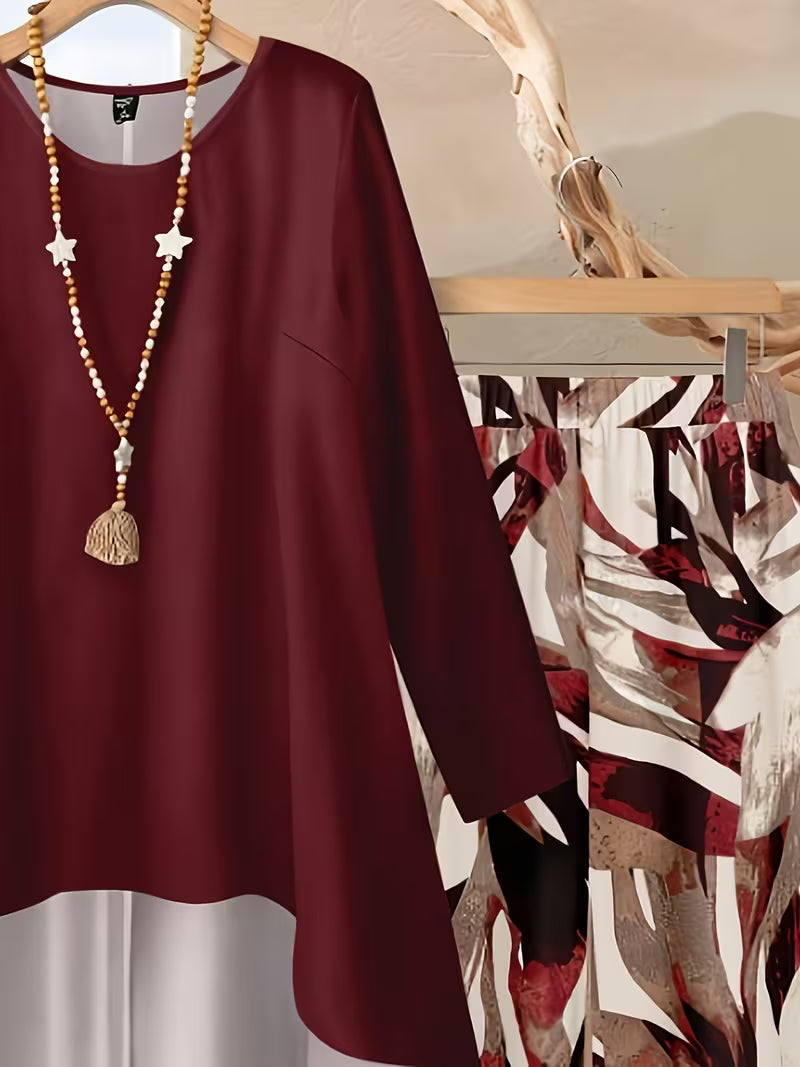 Women’s Color-Block Striped Top & Pants Set