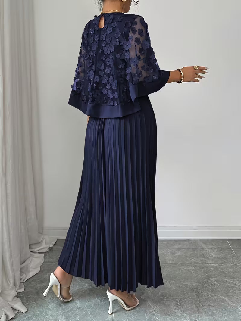 Women’s Elegant 3D Floral Appliqué Dress