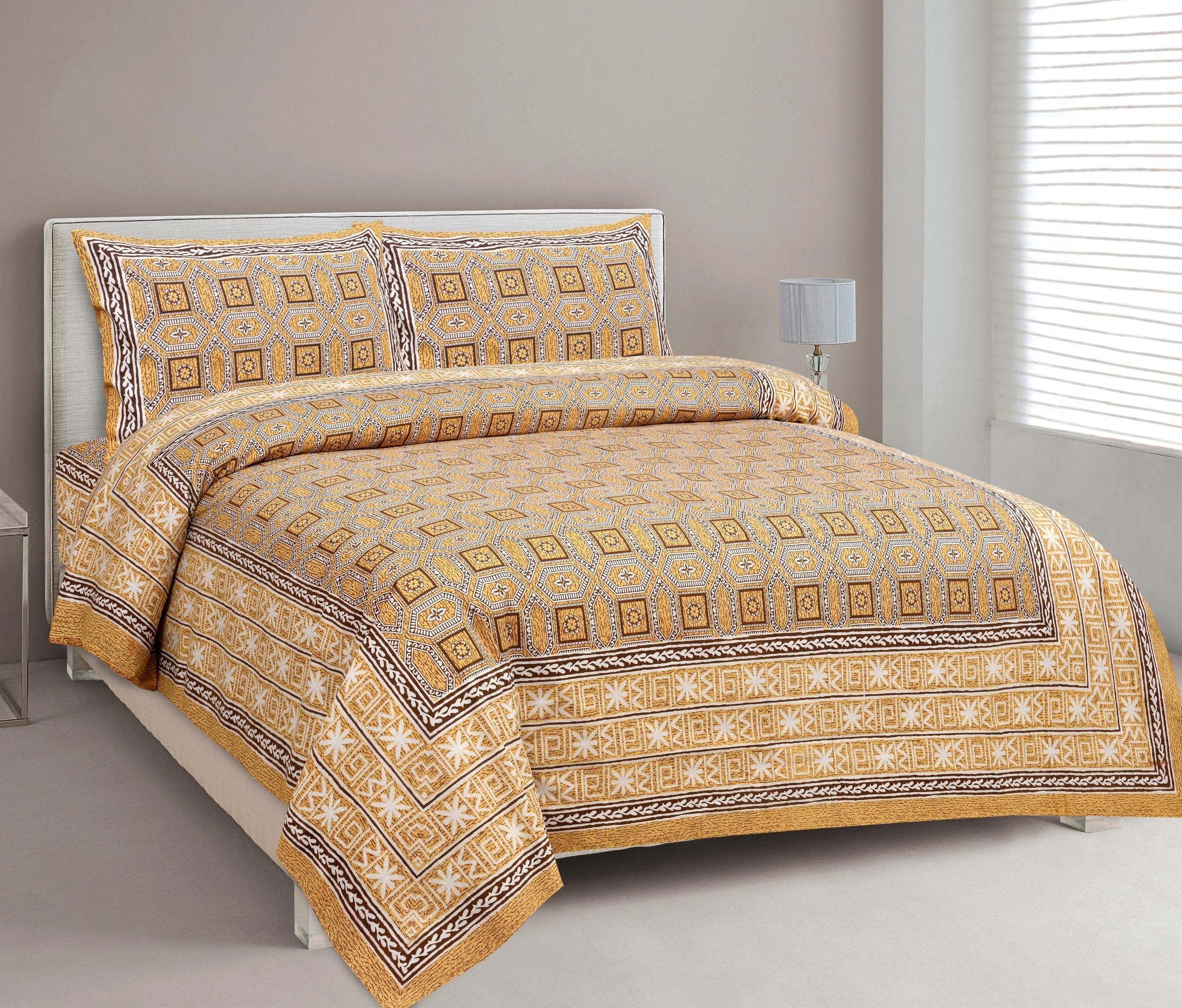 King Size Bed Sheet Set with Zippered Pillow Covers (Cotton-Viscose Blend)