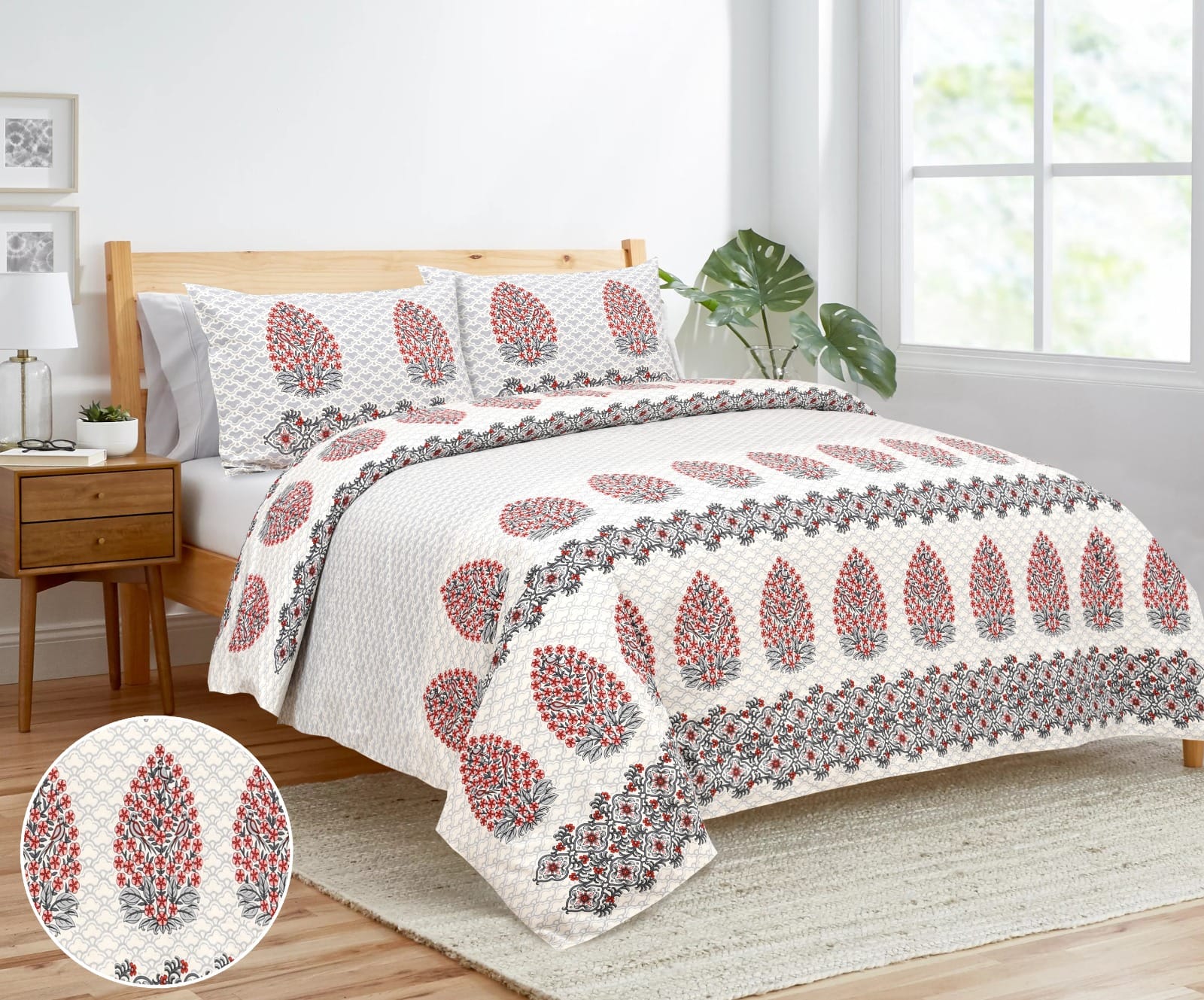 King Size Bedsheet Set in Cotton-Viscose Blend
