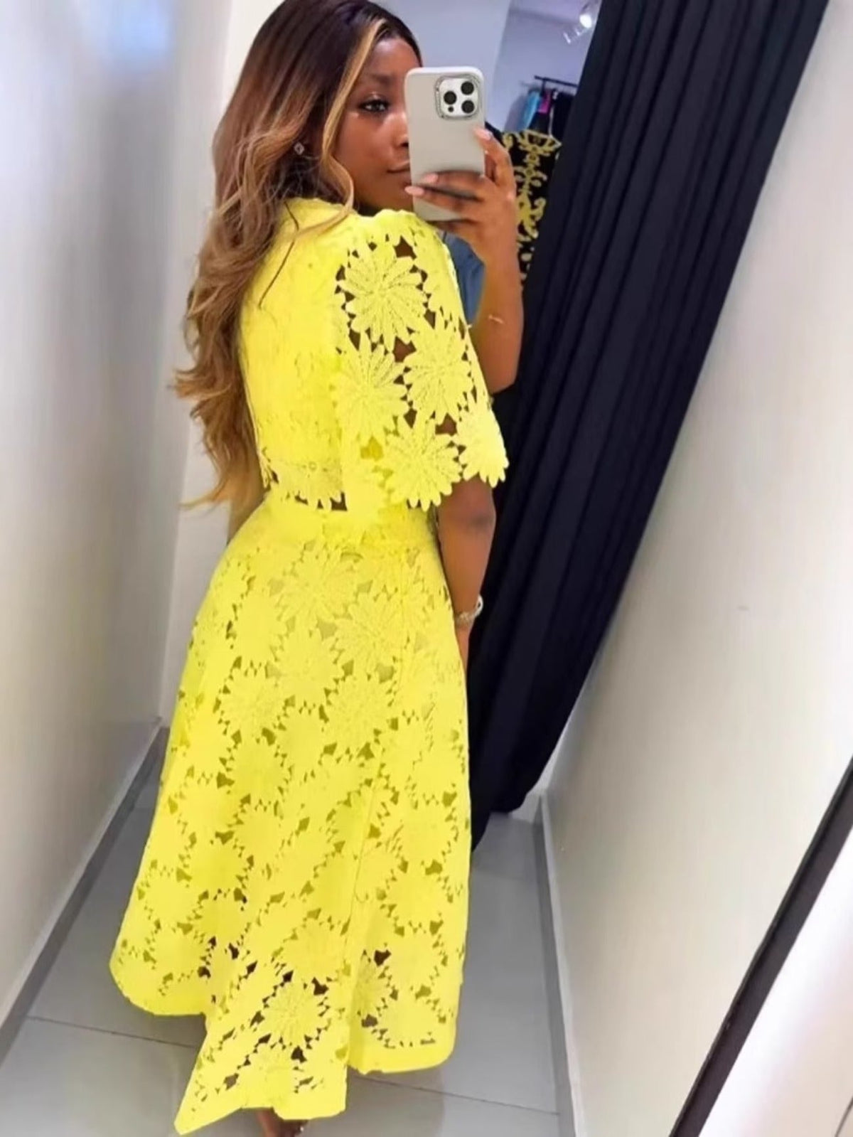 Plus Size Embroidered Hollow-Out Crop Top & Resort Skirt Set – Elegant Spring/Summer Party Outfit