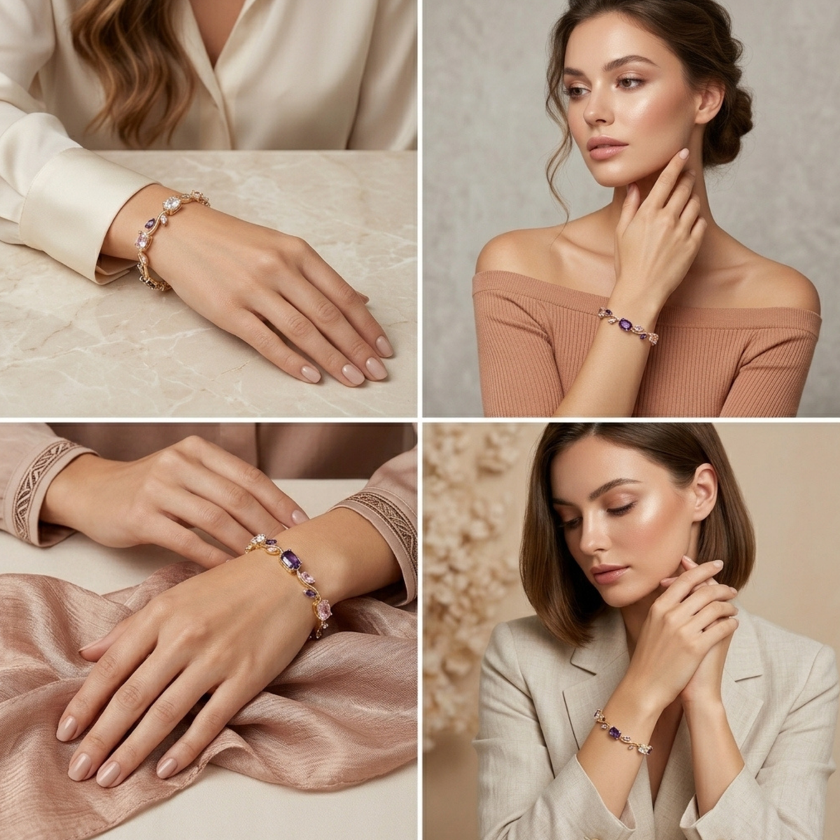 White Pink Purple Tulip Bracelet