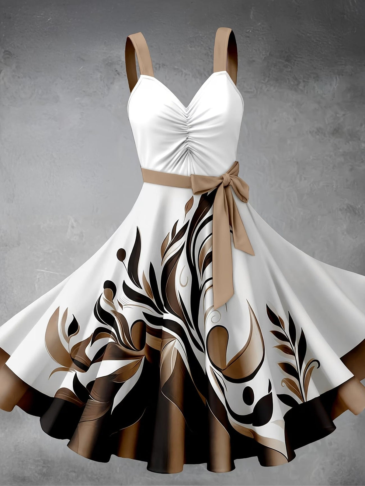 Elegant Floral Suspender Dress Set with Chic Long-Sleeve Blazer