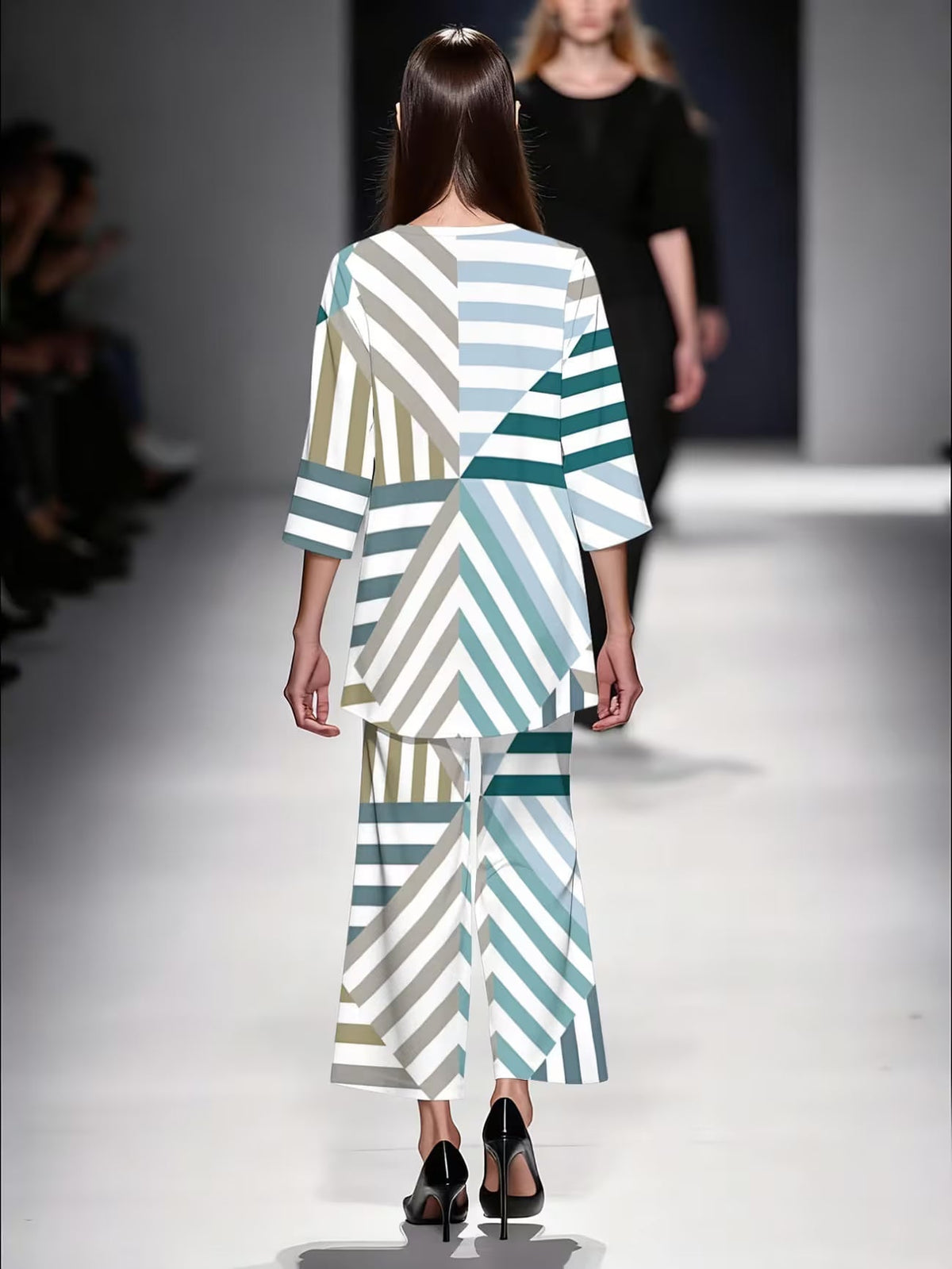 Women’s Color-Block Striped Top & Pants Set