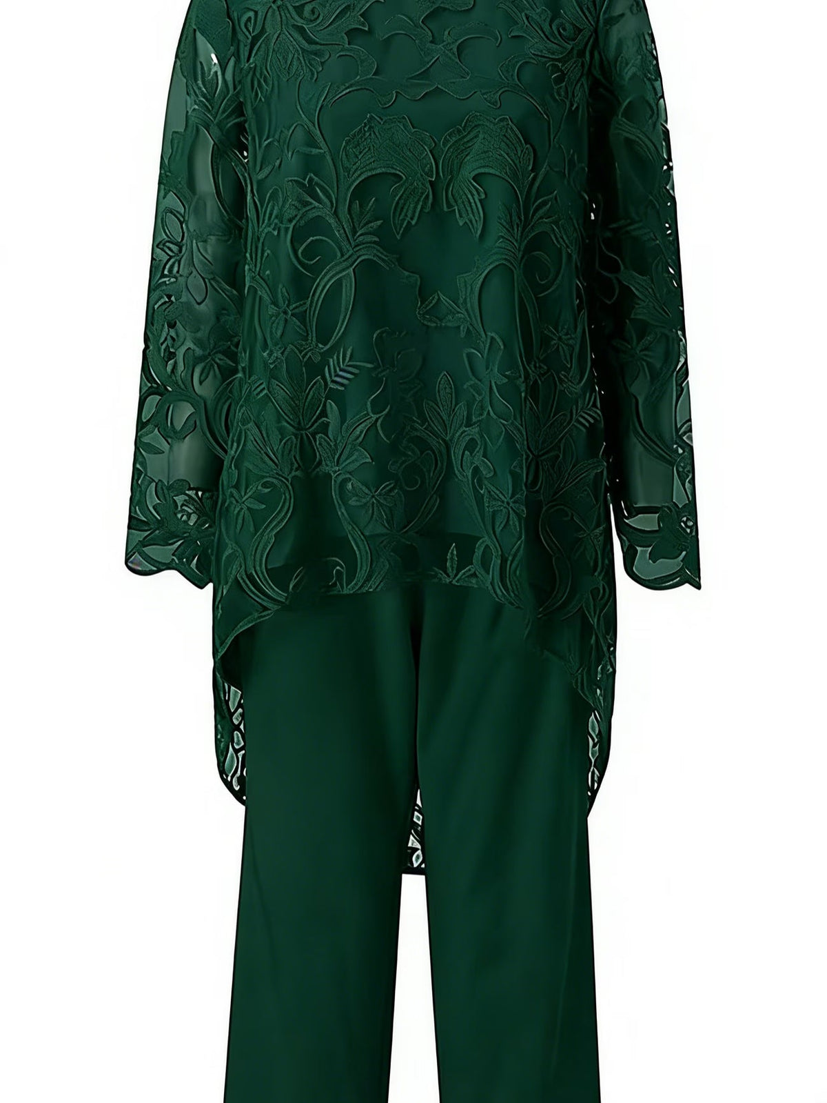 Elegant Lace Chiffon Pantsuit