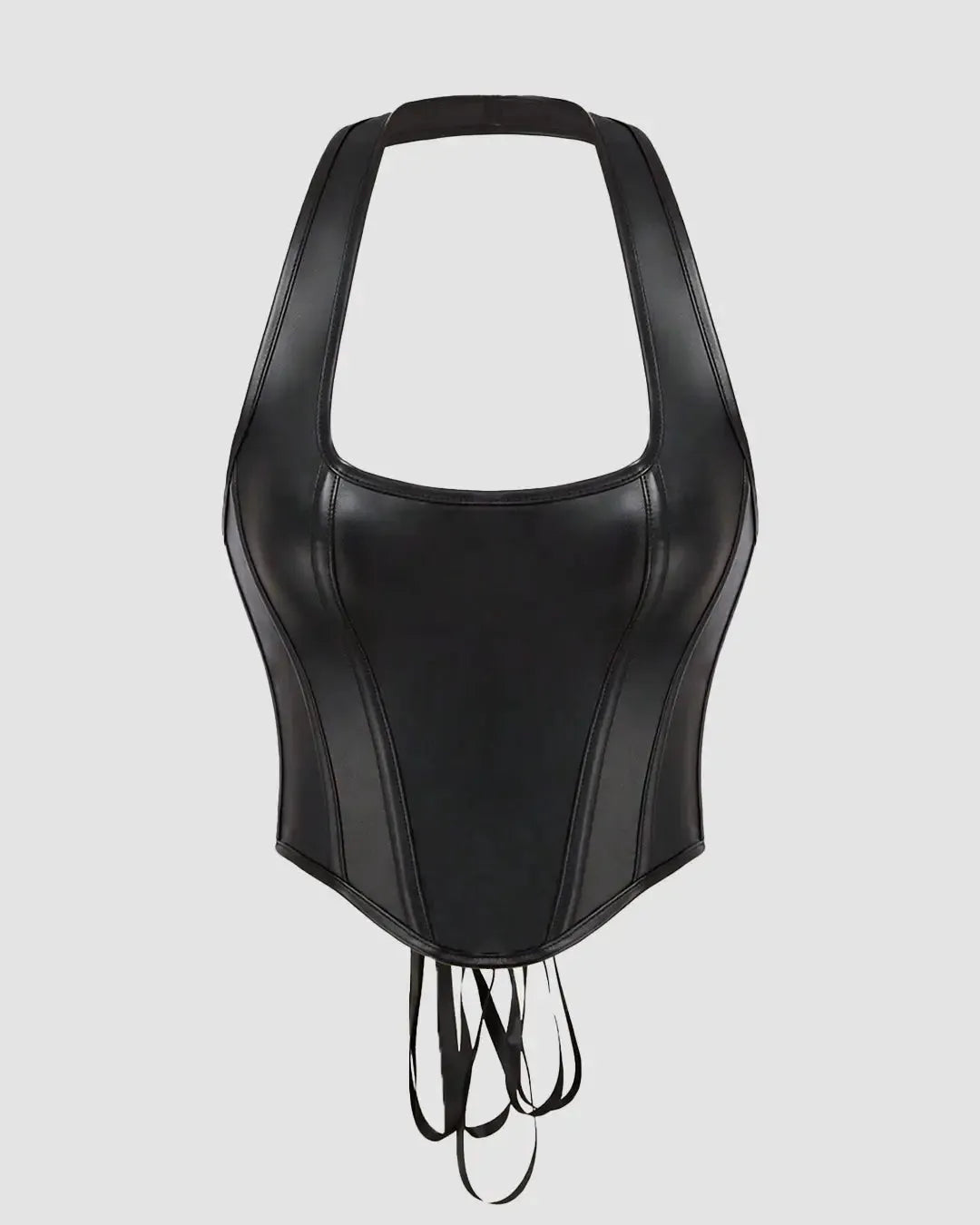 Halter Tie Wrap Black Corset Top
