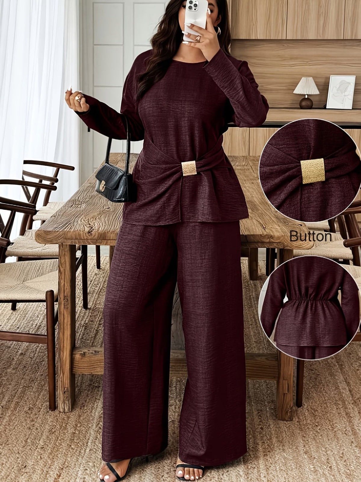 Elegant Pleated Waist Tie Co-Ord Set