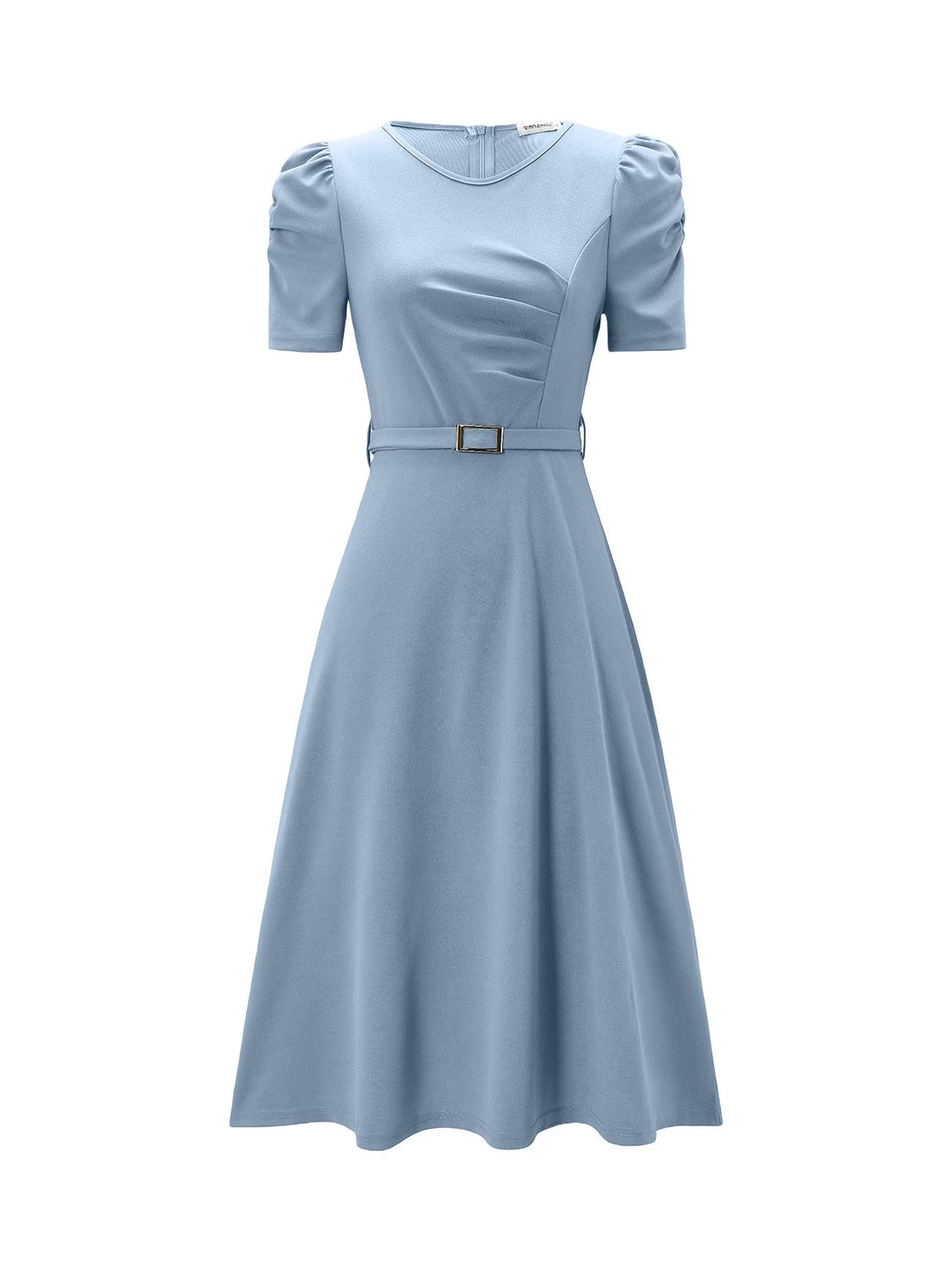 Women's Elegant V-Neck Ruffle Midi Dress with Waist Belt