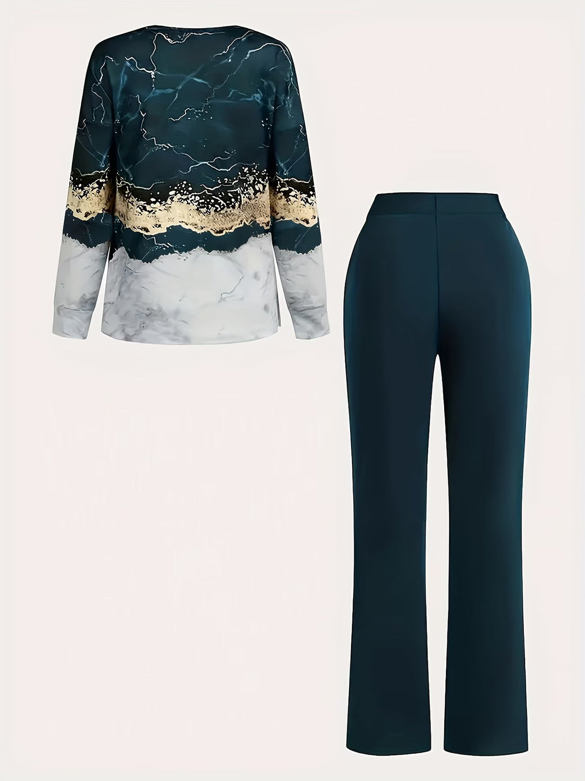 LuxePrint V-Neck Co-Ord Set