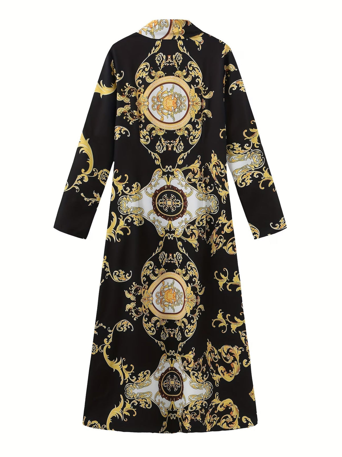 Tribal Print Lapel Button-Front Dress
