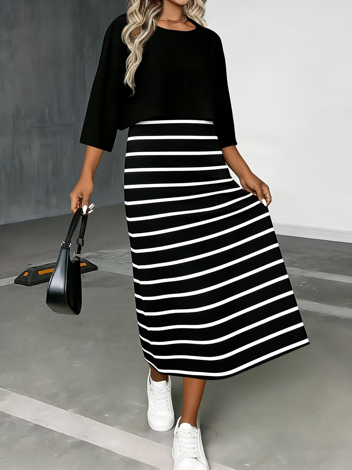 Chic Layered Stripe Dress Set