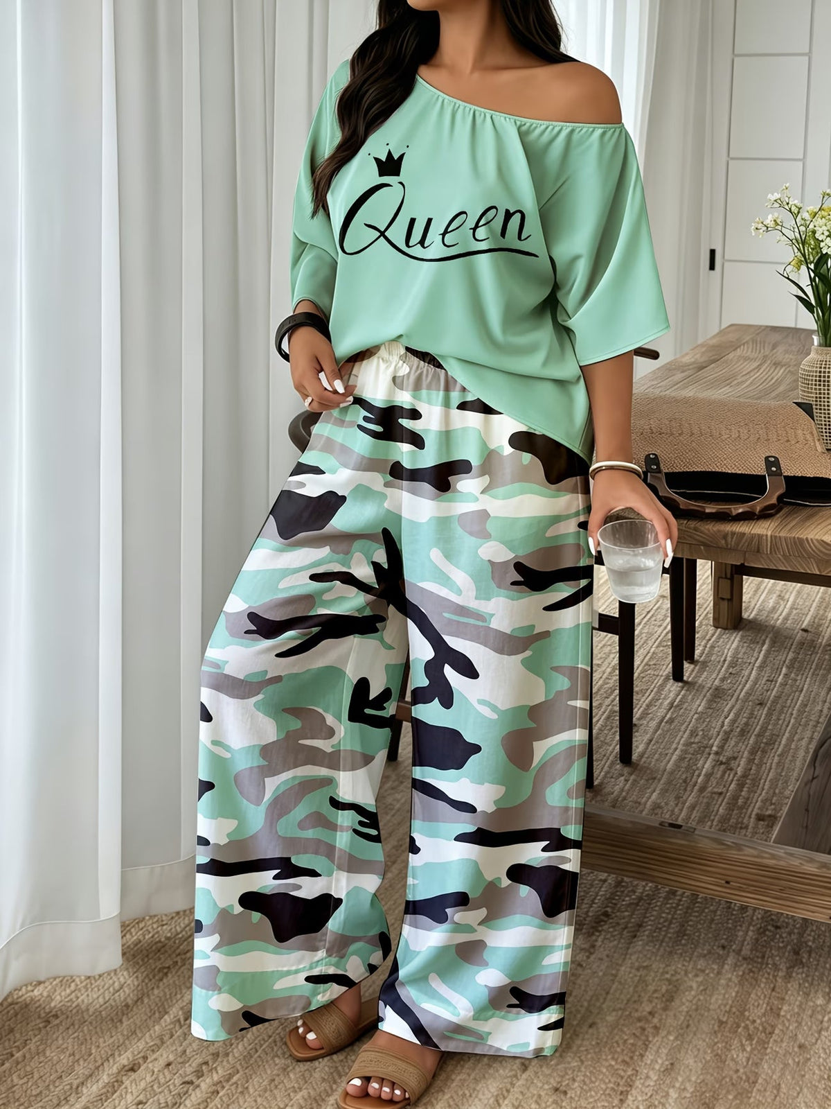 Neon Queen Camo Lounge Co-Ord Set