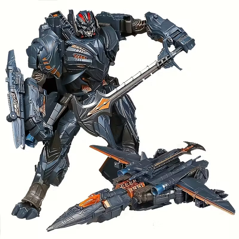 Transformable Mecha Aircraft Action Figure with Sword & Rifle