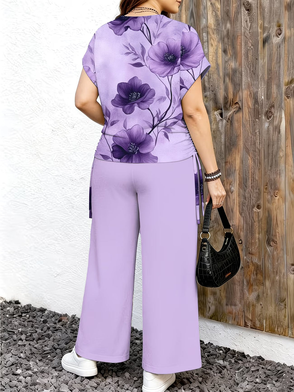 Women's Minimalist Print Top & Loose Pants Two-Piece Set
