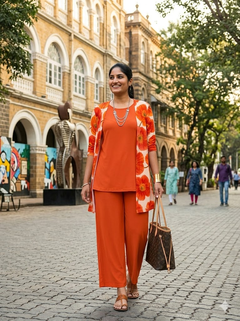 Floral Embroidered 3 Piece Linen Co-ord Set for Women — Jacket Vest and Wide Leg Pants