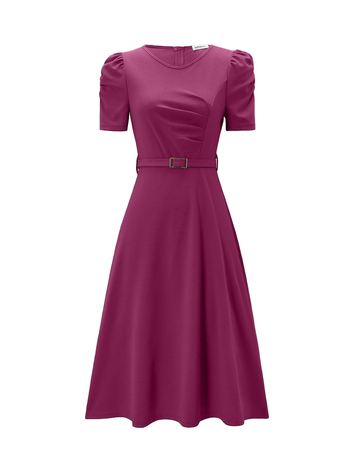 Women's Elegant V-Neck Ruffle Midi Dress with Waist Belt