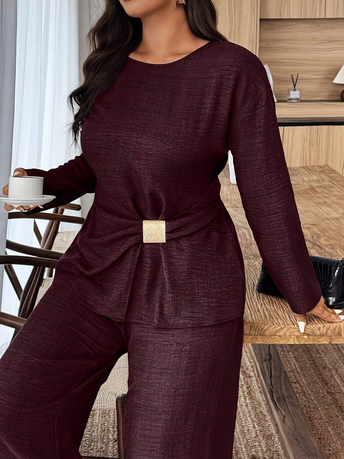 Elegant Pleated Waist Tie Co-Ord Set