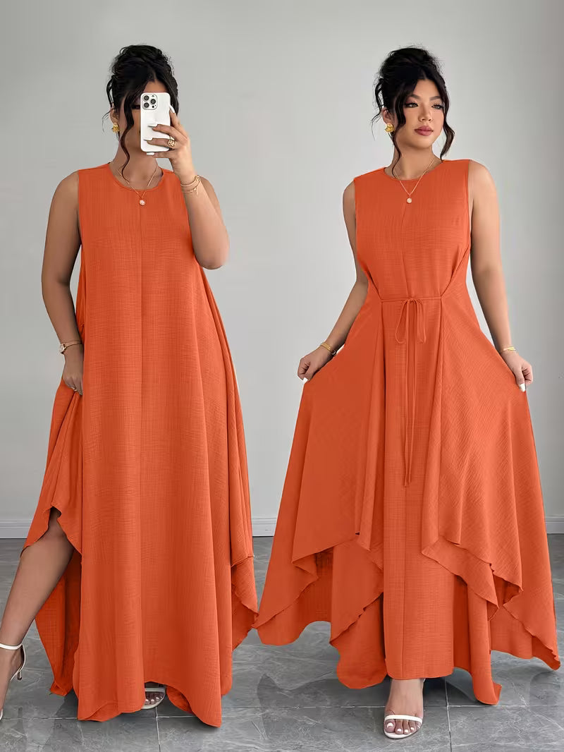 Elegant Tie-Belt A-Line Dress💖