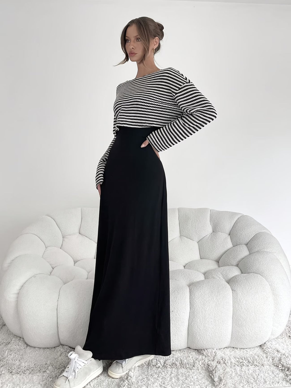 Chic Layered Stripe Dress Set