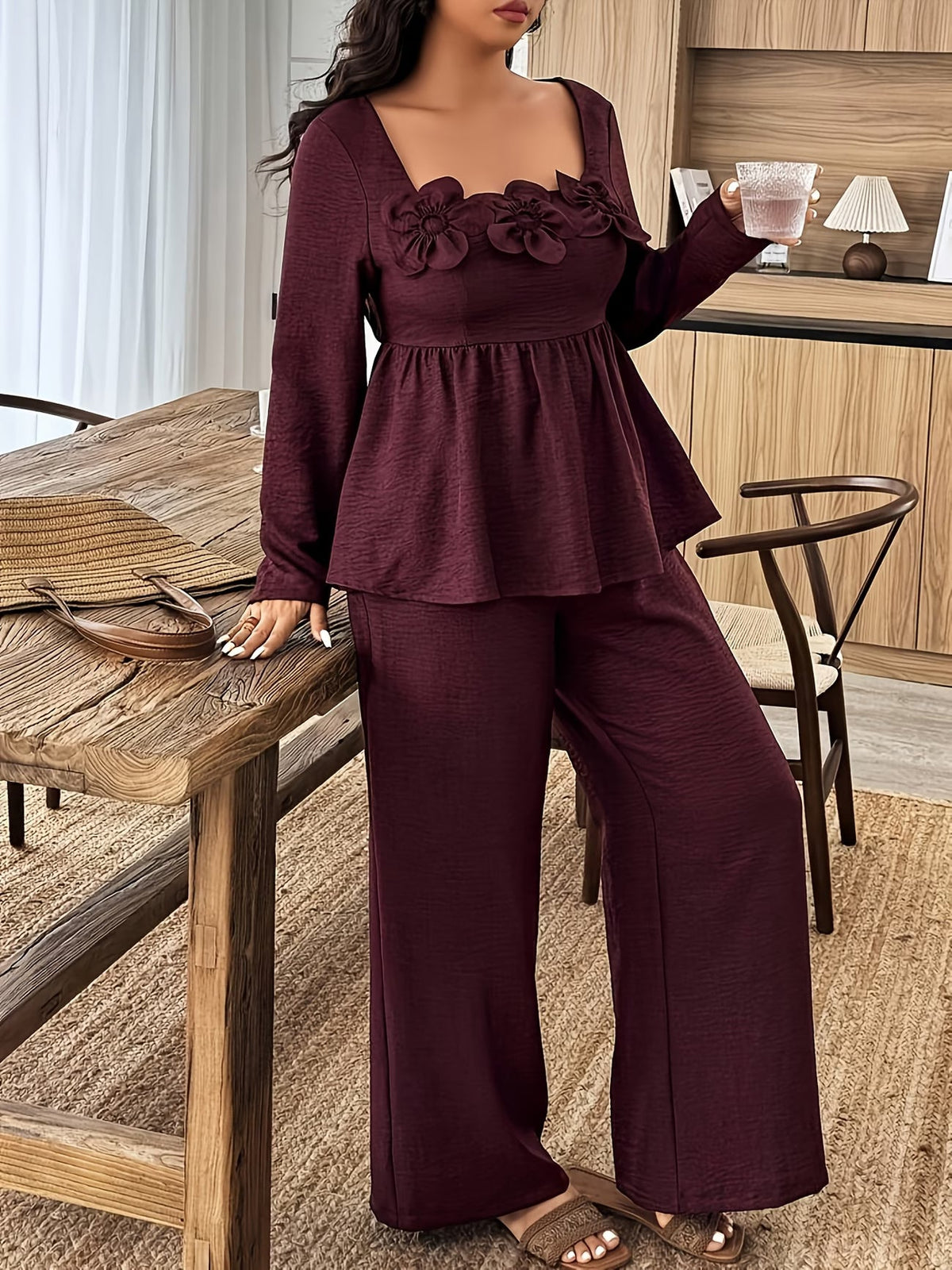 Elegant Floral Ruffle Co-Ord Set