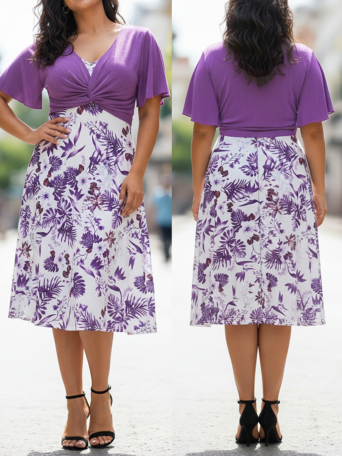 Women Summer Vacation Floral Dress & Top 2-Piece Set