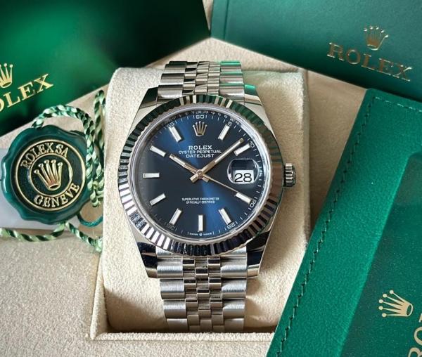 Role_x Date Just Silver/Blue Watch