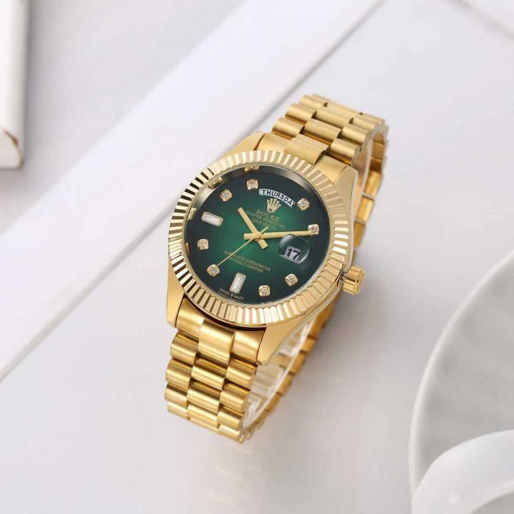 Role_x Day Date Gold/Green S-Diamond