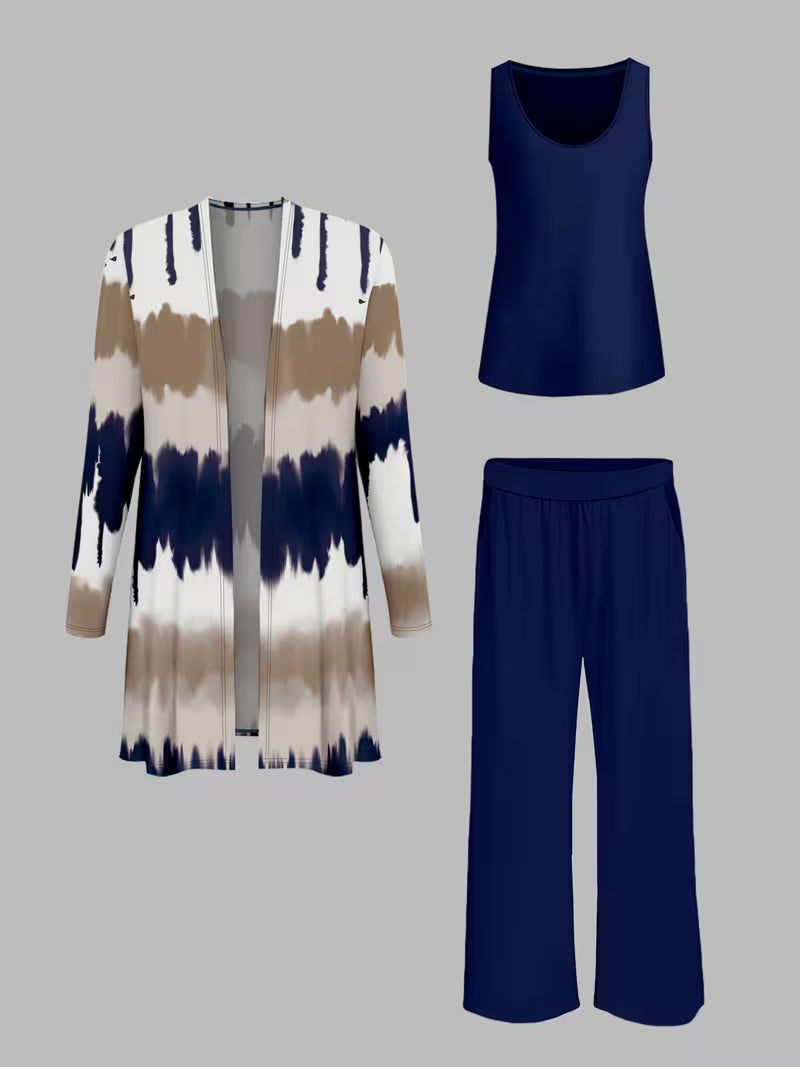 Women’s 3pcs Color Block Jacket, Vest & Pants