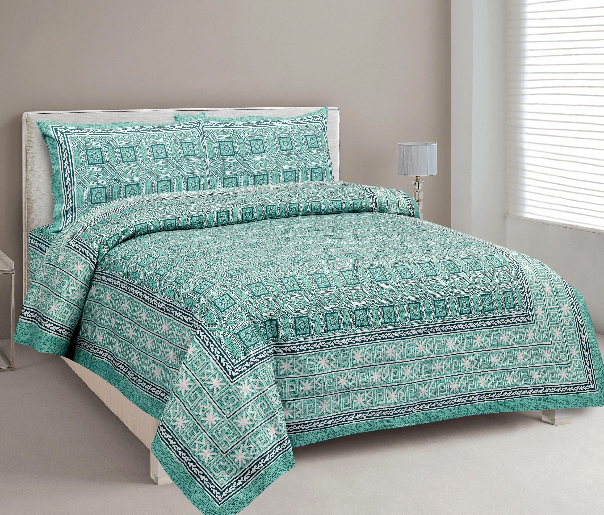 King Size Bed Sheet Set with Zippered Pillow Covers (Cotton-Viscose Blend)