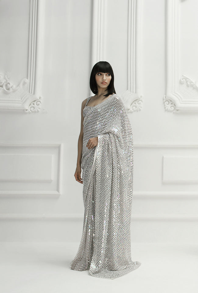 Grey Soft Georgette Saree with 5mm Sequence work