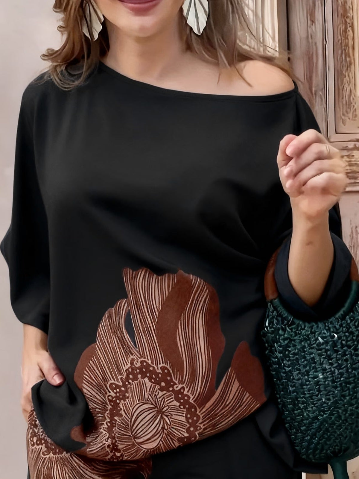 Elegant Floral Print Women’s Co-Ord Set – Comfortable Short Sleeve Top & Flowy Elastic Waist Pants