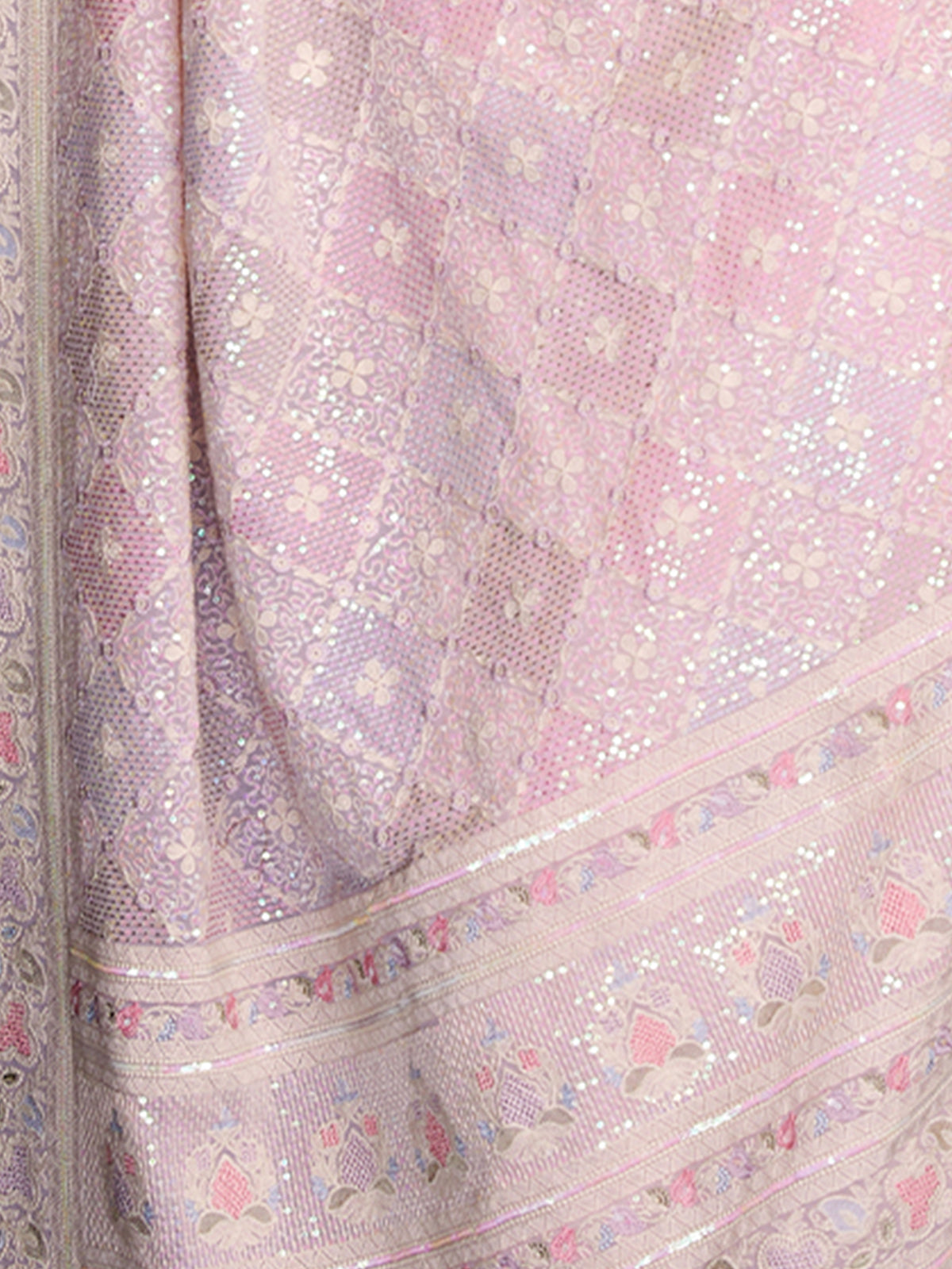Pink Georgette Embellished Saree With Unstitched Blouse