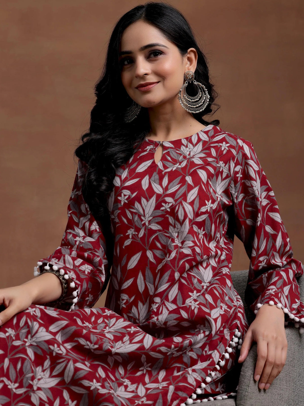 Anouk Rust Printed Cotton Pathani Kurta Set