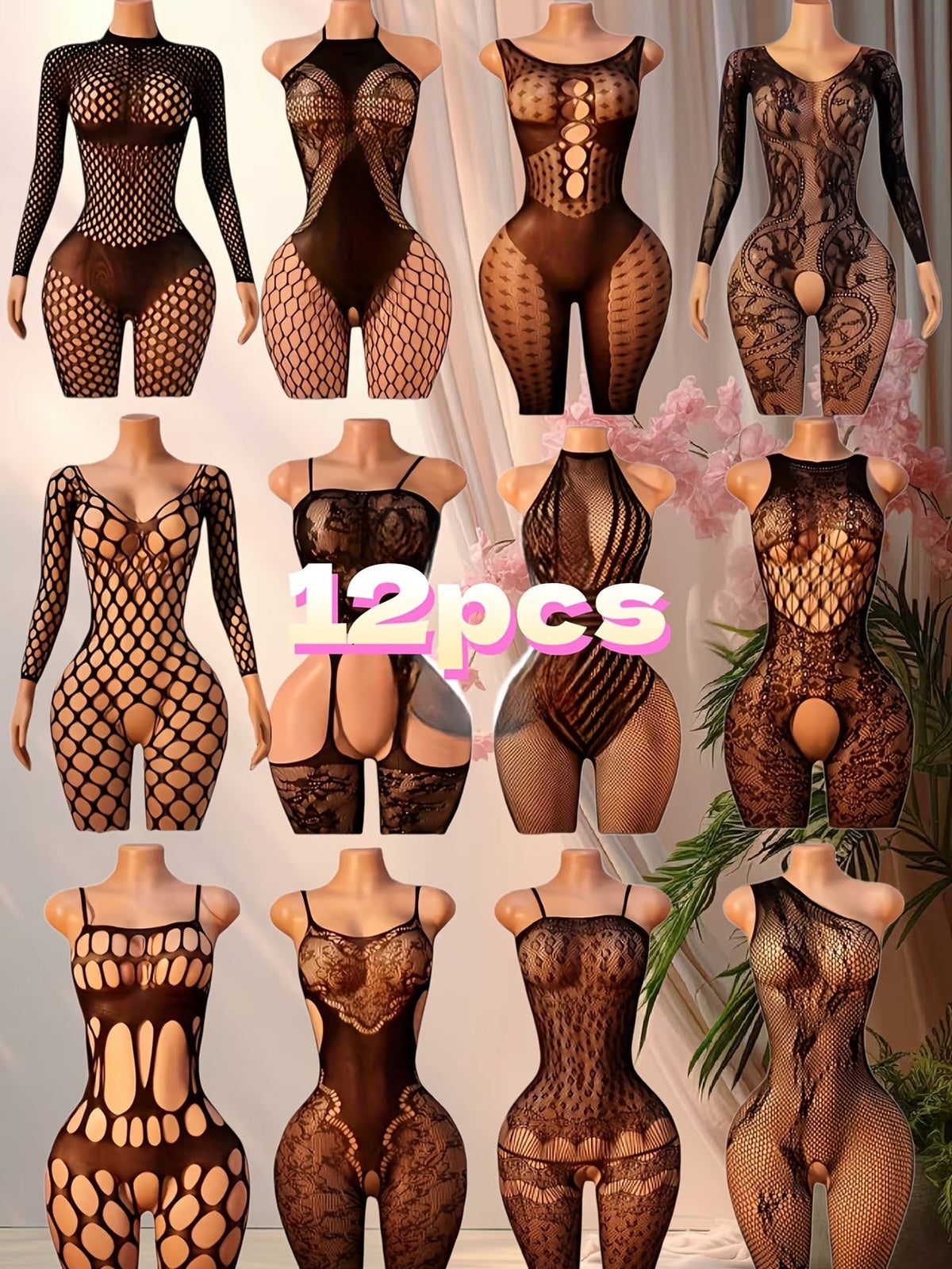 Women’s Night wear Lingerie Bodysuit Set – 12 Pieces