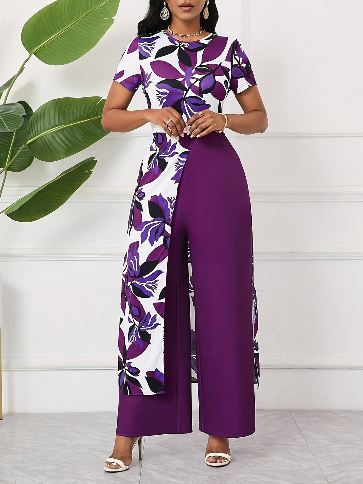Chic Floral Zip-Front Jumpsuit – Stylish Spring & Summer Party Wear for Women