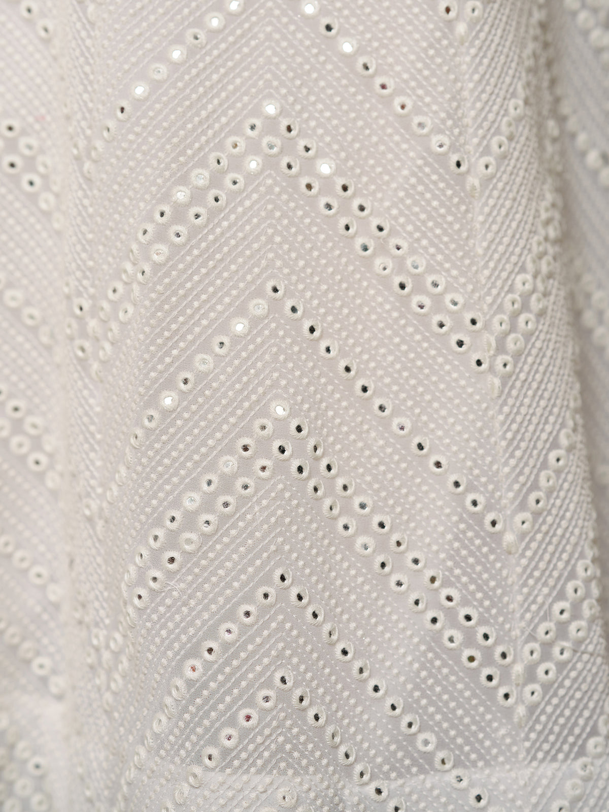 White Embroidered Georgette Semi Stitched Lehenga With Blouse Piece