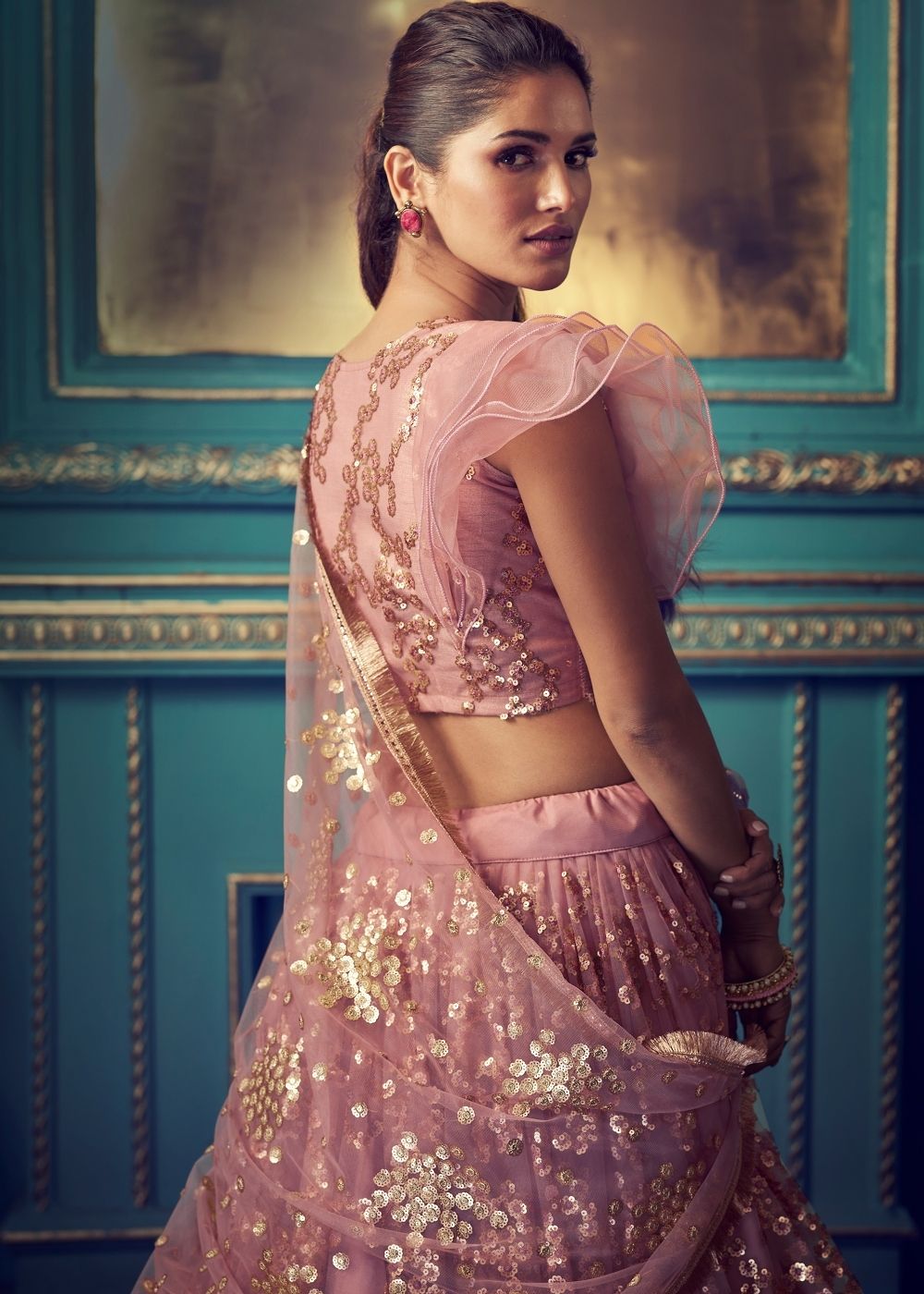 Mulberry Purple Designer Soft Net Lehenga Choli with Sequin and Thread work