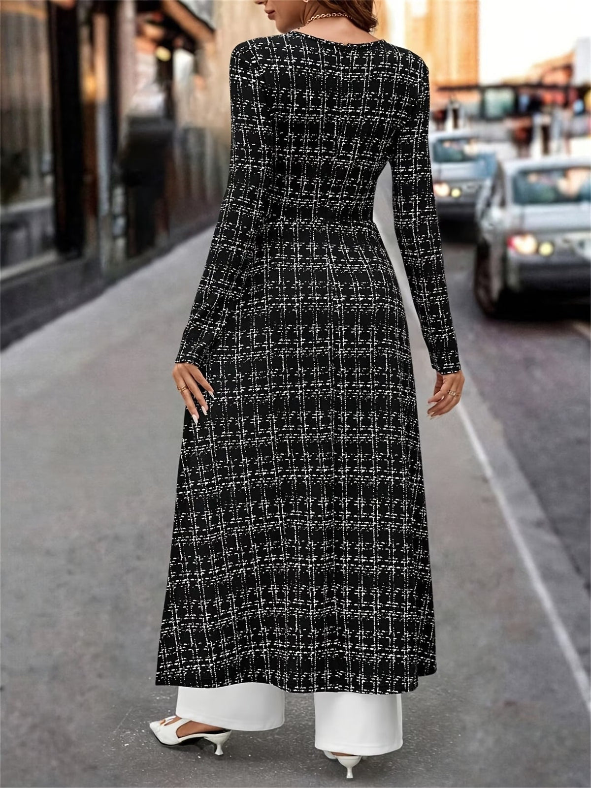 Chic Plaid Commuter Jumpsuit – Asymmetrical Design with Relaxed Straight-Leg Fit