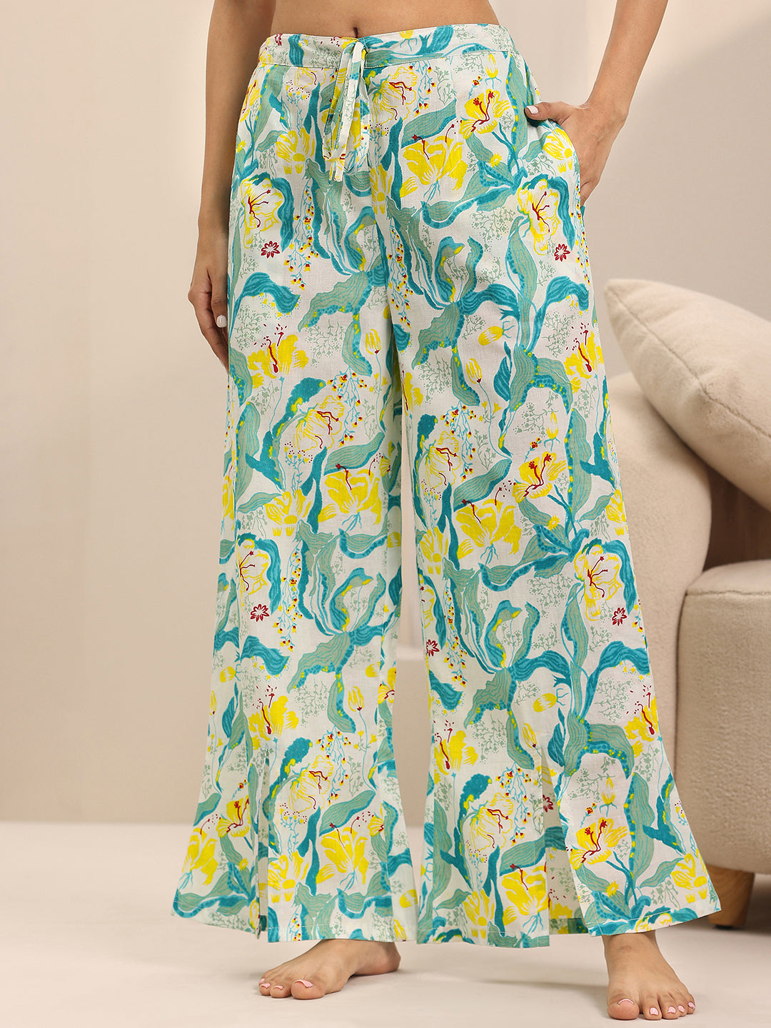 Anouk Off white Printed Cotton Night Suits