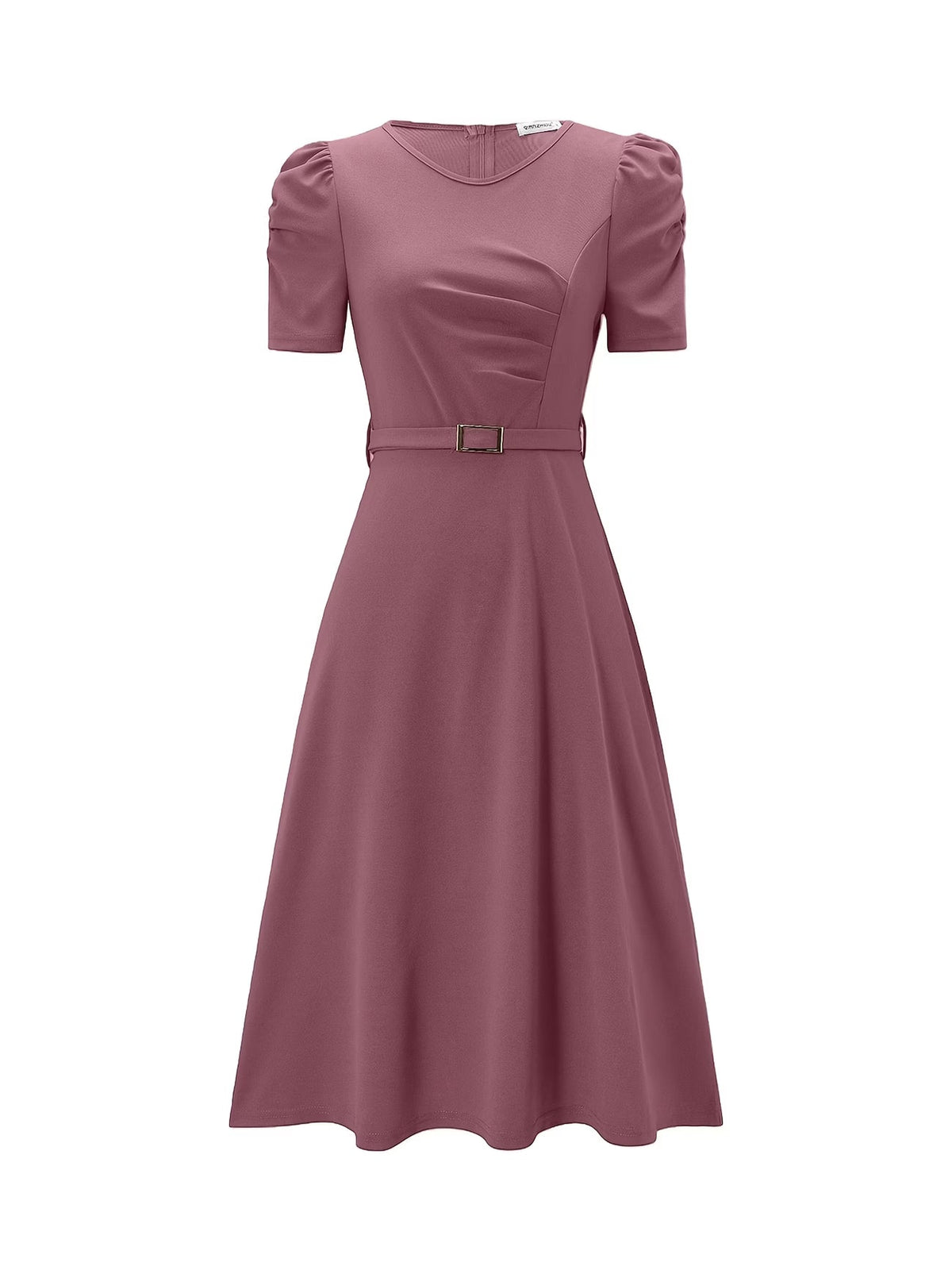 Women's Elegant V-Neck Ruffle Midi Dress with Waist Belt