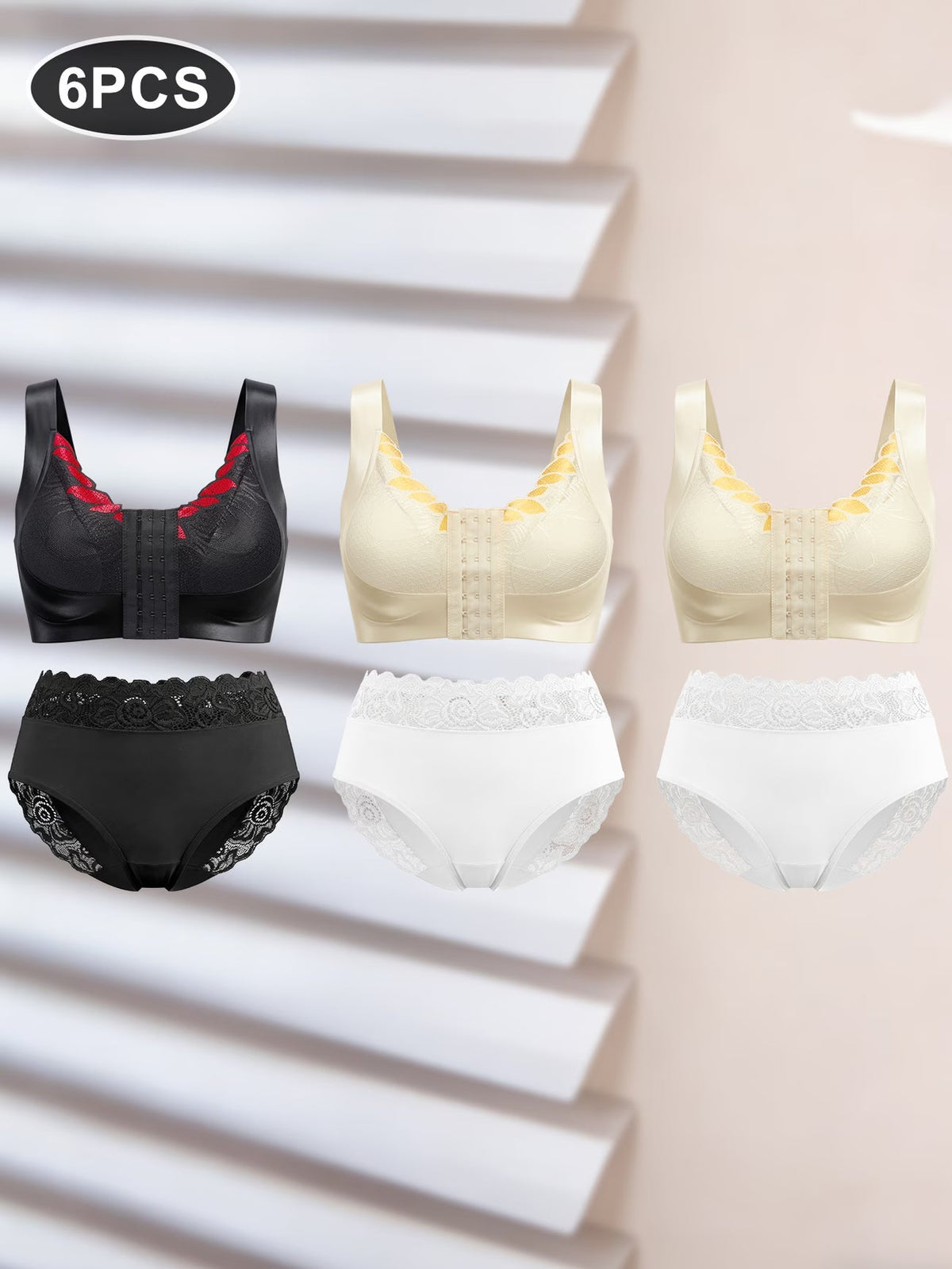 Pack of 6 Women’s Lace Lingerie Set