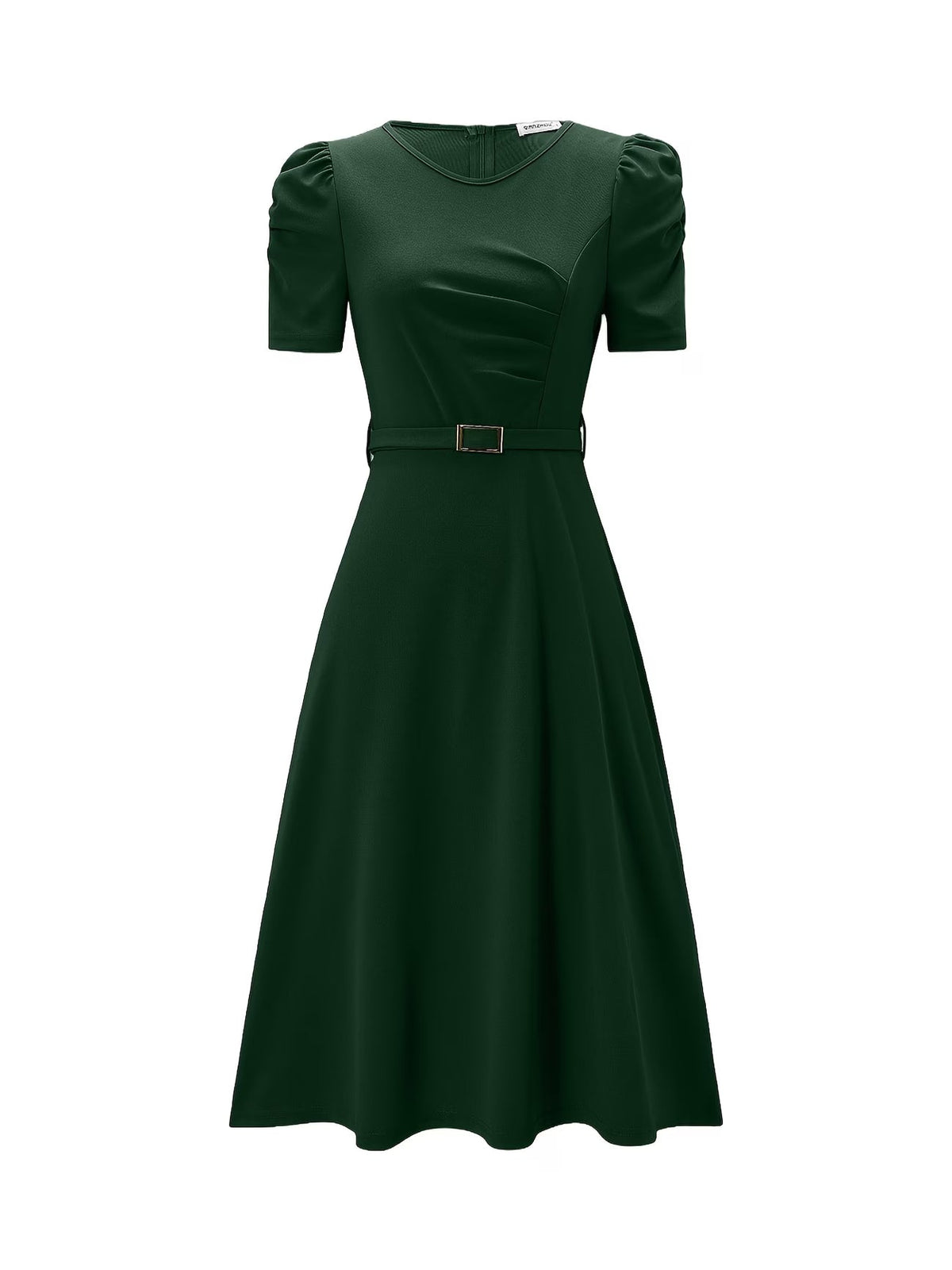 Women's Elegant V-Neck Ruffle Midi Dress with Waist Belt