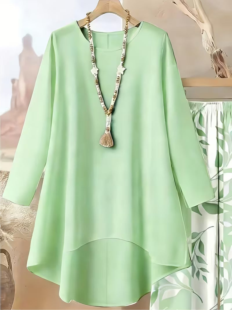 Elegant Leaf Print High-Low Co-Ord Set